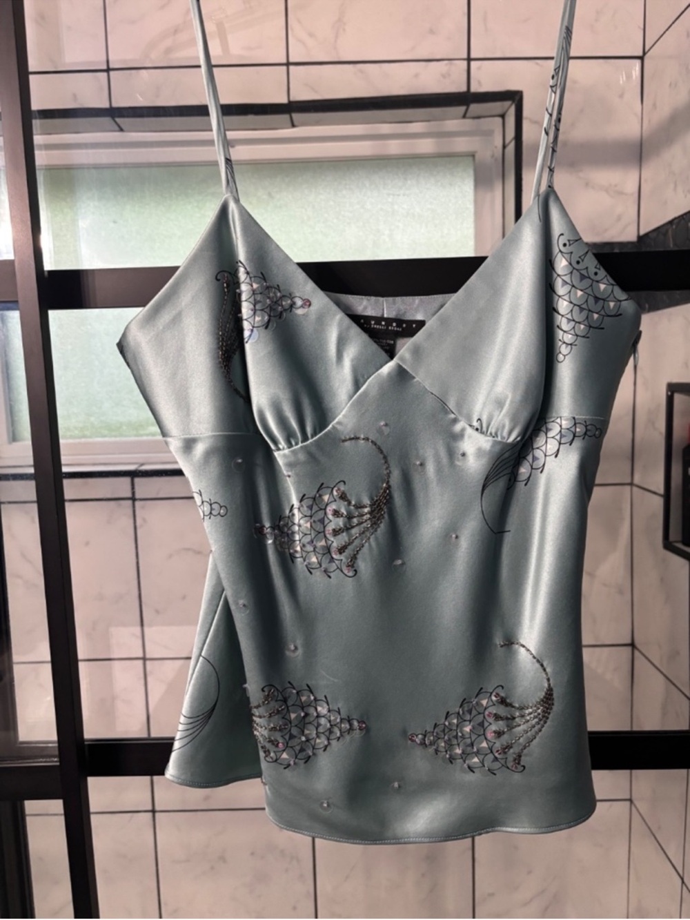 ASO Lorelai Gilmore Gilmore Girls Laundry by Shelli Segal Silk Beaded Cami M - Picture 6 of 11